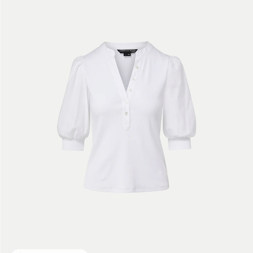 NWT Veronica Beard Coralee White Puff Sleeve Blouse